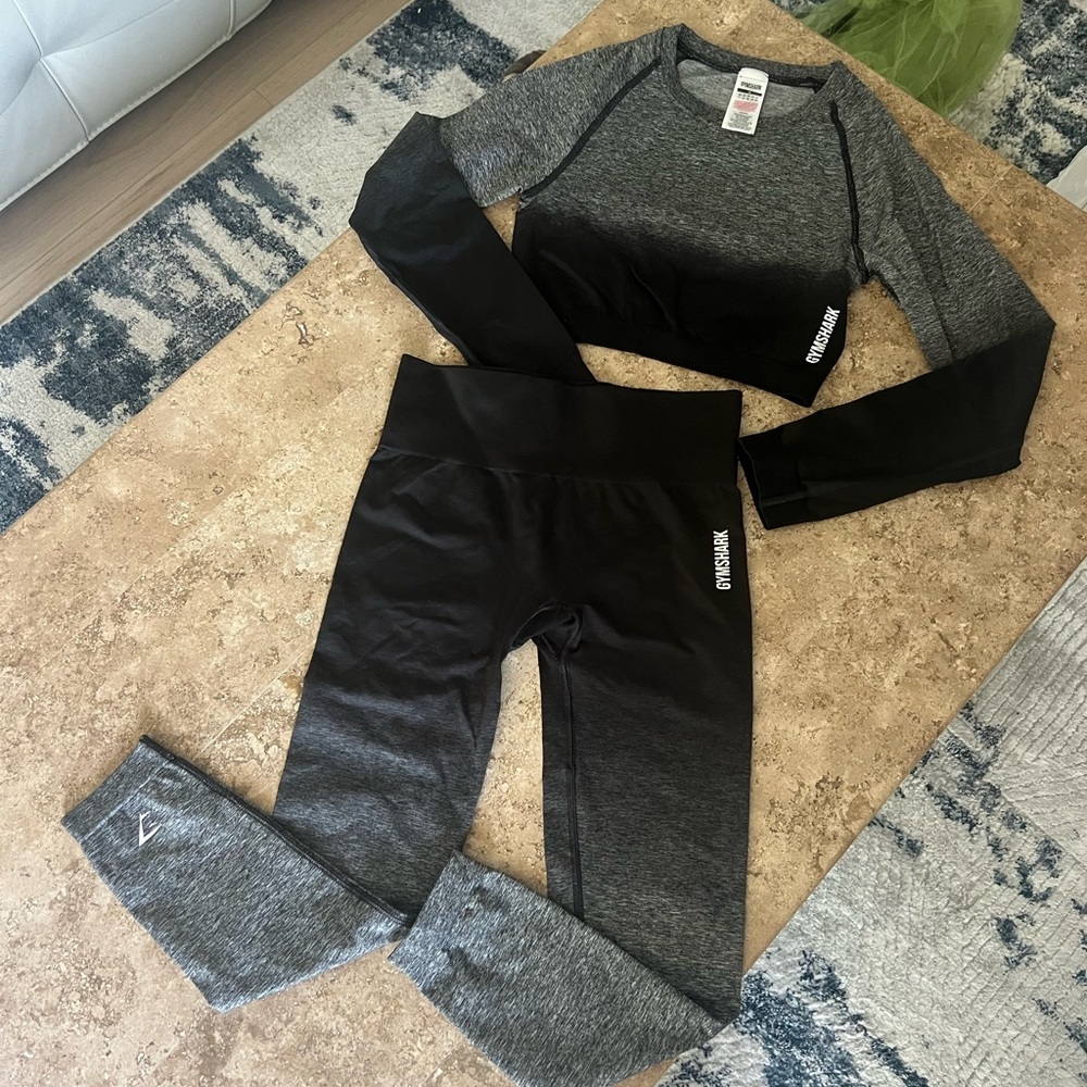 Gymshark SET Adapt Ombré Black and Gray Seamless Top & Leggings Size M - Picture 9 of 17